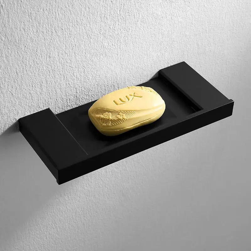 Черный аксессуары для ванной комнаты набор оборудования для ванной Держатель для полотенца стойка для бара держатель для мыла полка крюк туалетная щетка Juego de bano - Цвет: soap holder