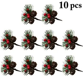 

Artificial Flower Red Christmas Berry And Pine Cone With Holly Branches Christmas Decoration for Home Floral Decor Flower Crafts