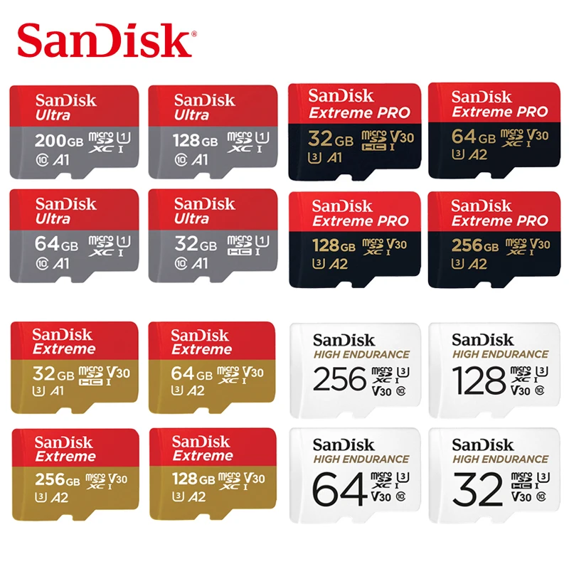 Карта памяти MicroSD SanDisk 32/64/128/256/512 ГБ класс 10|Карты памяти| |