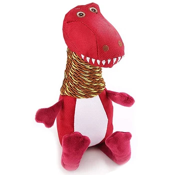 

Dog Squeaky Toy Canvas Dinosaur Dog Toy with Squeak Stuff Plush Toy for Small Medium Dogs Red