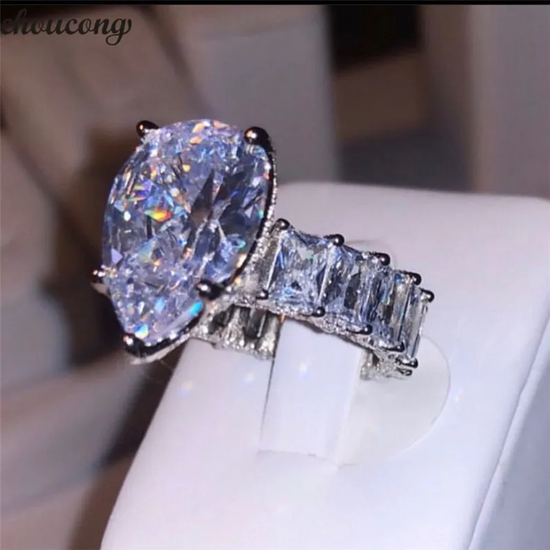 Water Drop 8ct Sona cz Ring Original 925 Sterling Silver Engagement Wedding Band Rings for women Bridal Luxury Party Jewelry | Украшения и