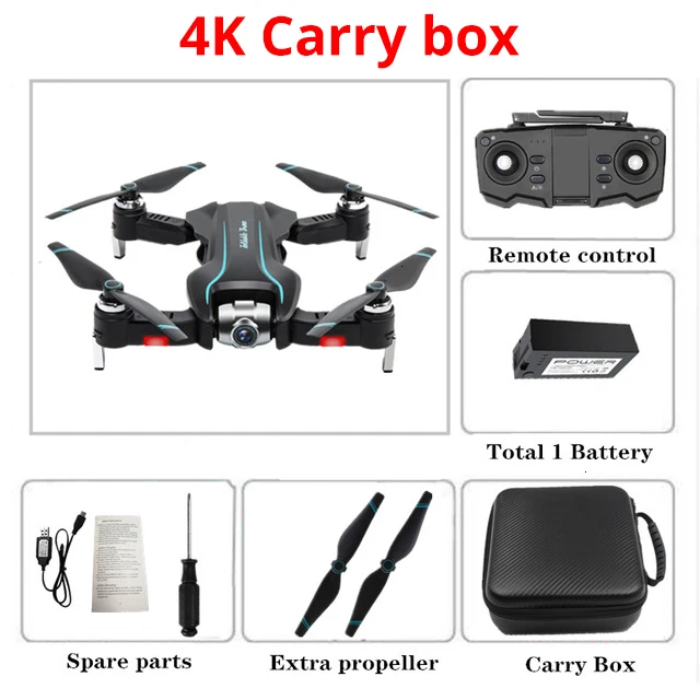 Складной Дрон S17 50 раз зум ESC двойная камера HD wifi FPV оптический поток RC Квадрокоптер вертолет камера 4K Дрон VS SG901 SG106 - Цвет: 4K Carry Box