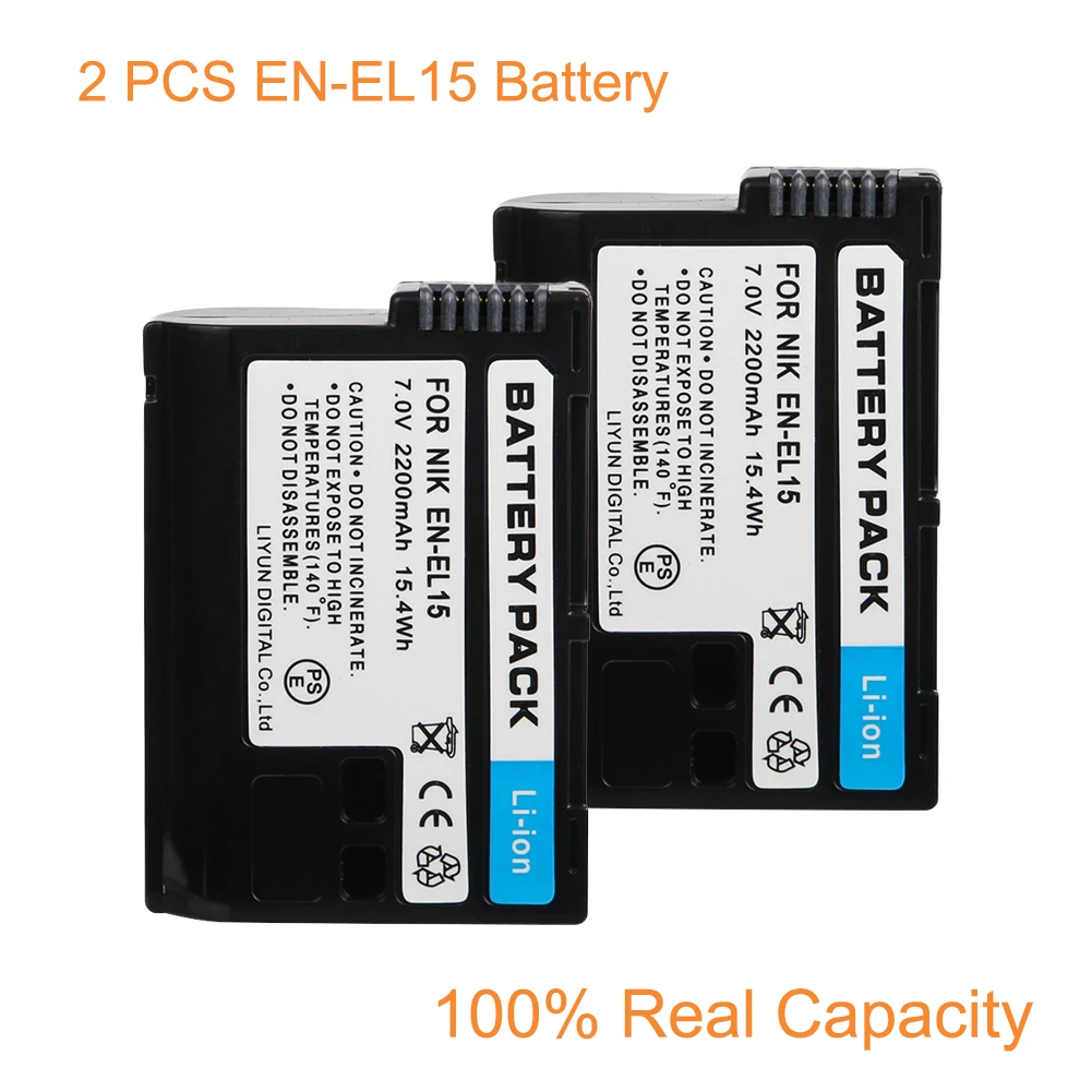2 шт./лот EN-EL15 ENEL15 EN EL15 Аккумулятор для камеры Nikon D500 D600 D610 D750 D7000 D7100 D7200 D800 D850 D810 D810A и