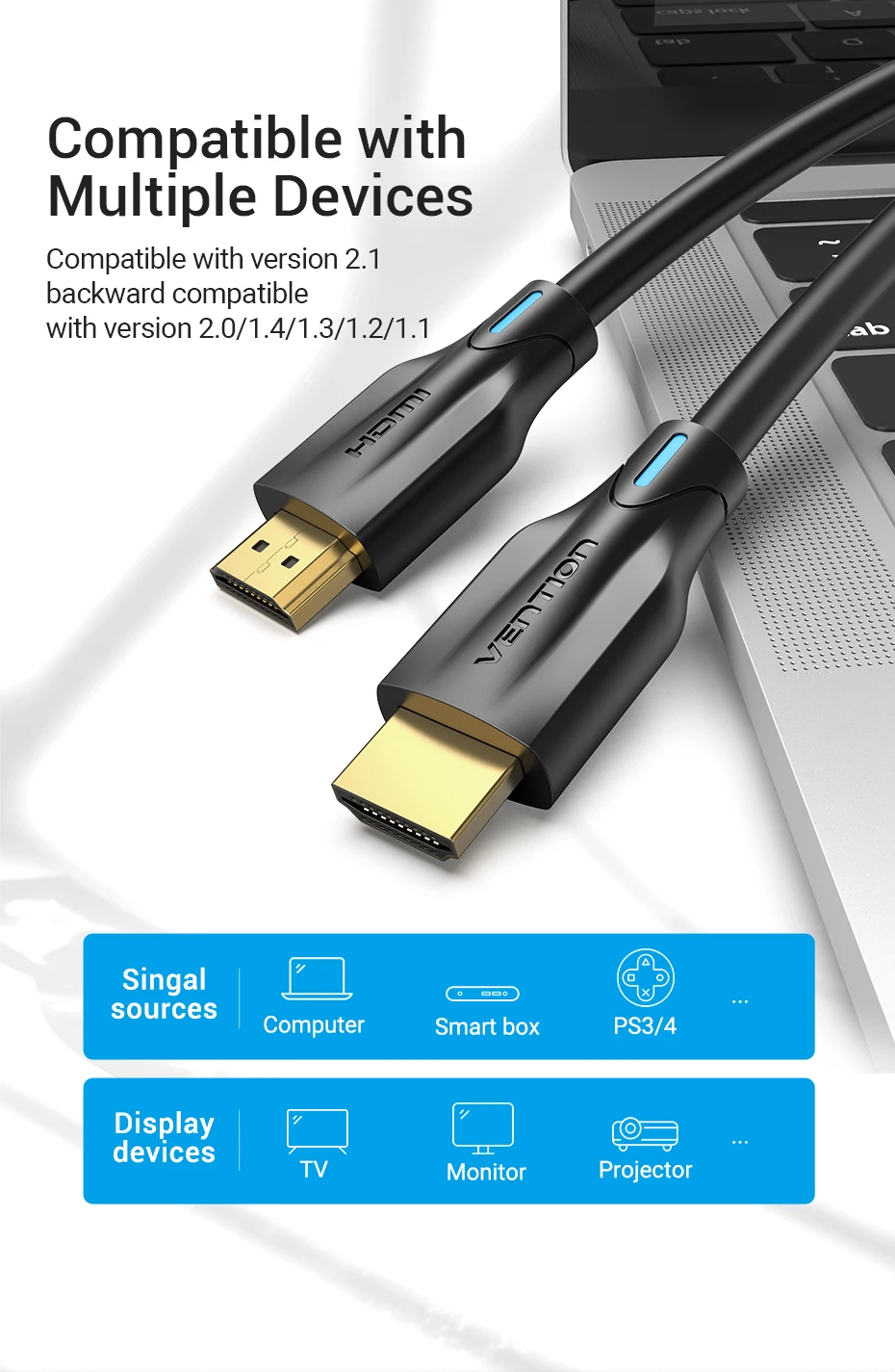 Кабель Vention HDMI 2,1 4K 120 Гц 3D Высокоскоростной 48 Гбит/с HDMI кабель для PS4 Разветвитель переключатель коробка удлинитель аудио видео 8 к HDMI кабель