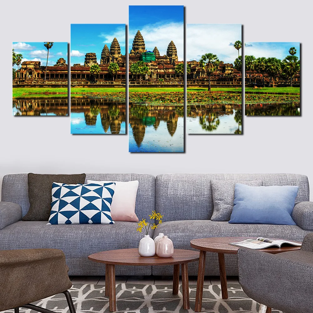 5 шт. напечатанный холст Angkor Wat храмы картина, украшение для комнаты печать плакат настенное искусство