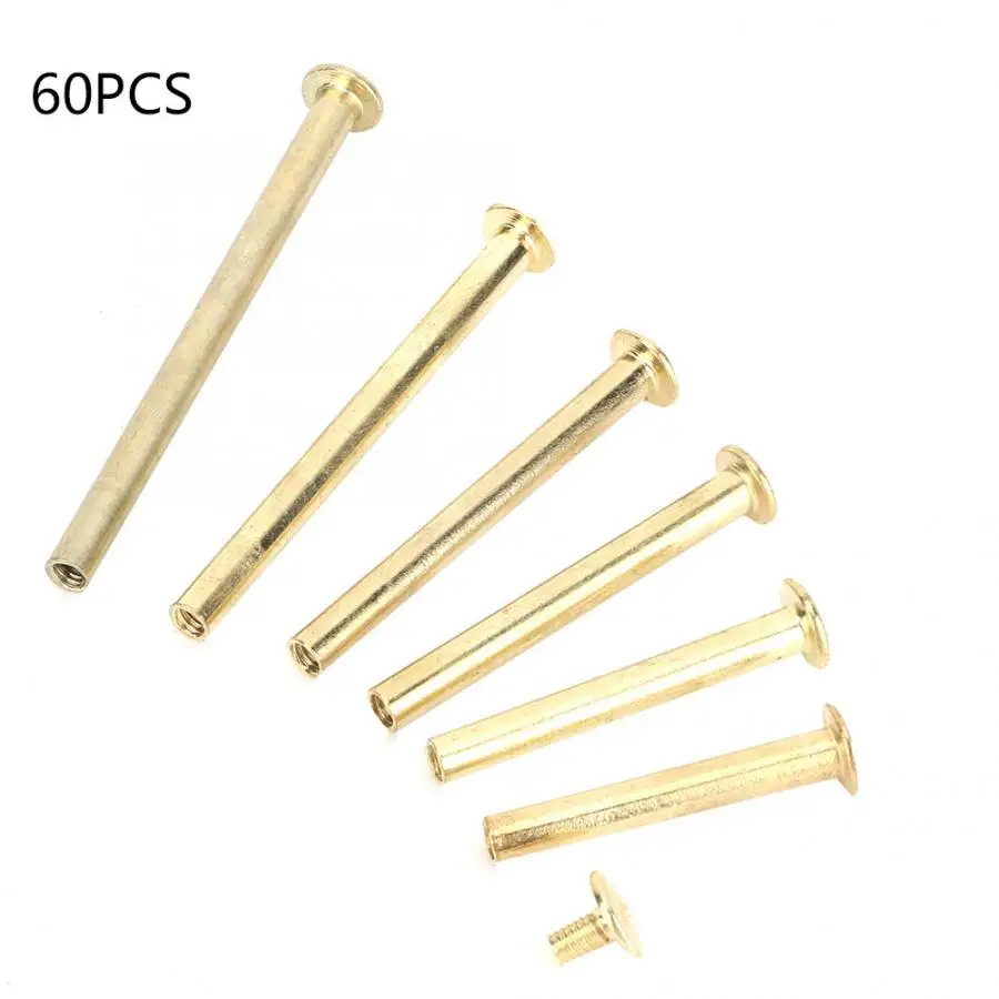 

60pcs M5 Flat Head Picture Book Account Recipes Binding Rivets Screw DIY Craftmaking Rivet Set