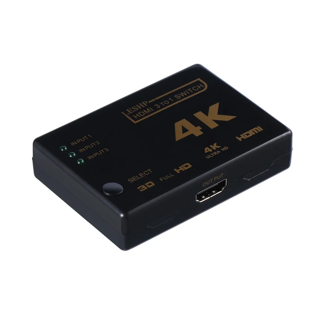  LESHP Nero 3 A 1 4K 1080P HDMI Switch Audio Video Switcher Splitter Hub Per PS4 HD TV HDML1.4b Ad A