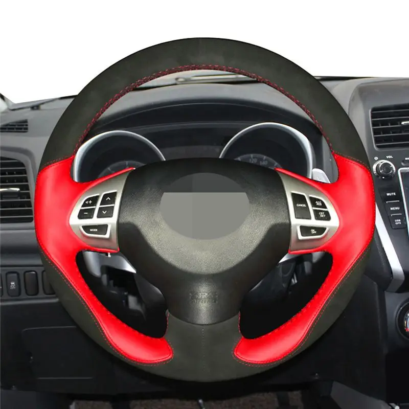 

For Mitsubishi Lancer X 10 2007-2015 Outlander 2006-2013 ASX 2010-2013 Colt DIY Black Suede Car Steering Wheel Cover