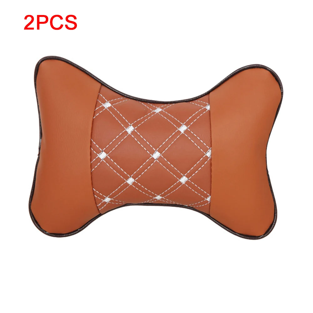 2pcs PU Elastic Strap Neck Support Pillow Fatigue Relieve All Season Cushion Durable Headrest Car Seat Supplies - Цвет: 2pcs