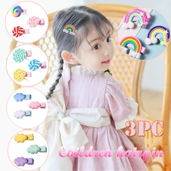 

1/3PC New Hair Clip Children Hair Clip Hair Clip Cloud Rainbow Drop Clip Printing Fashion Hair Bezel Headwear Dropshipping