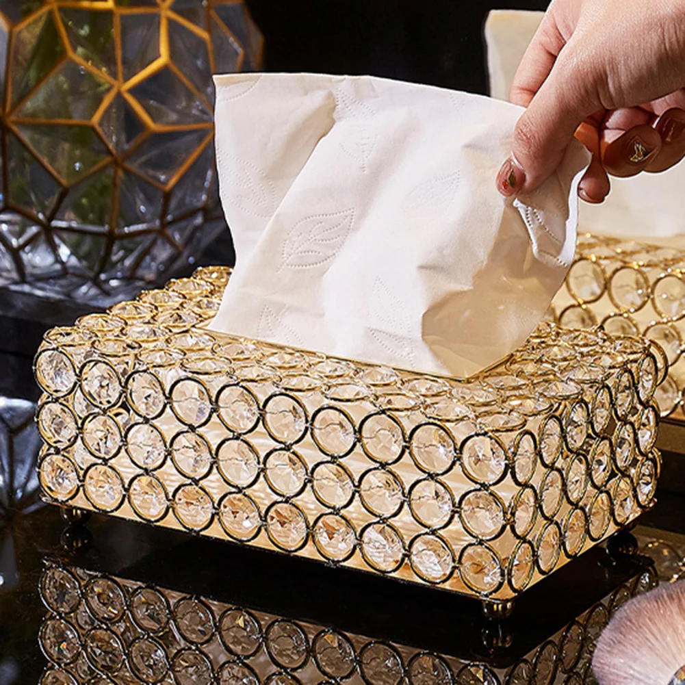 Shiny Tissue Box Elegant Napkin Holder for Living Room Bathroom Office Bar