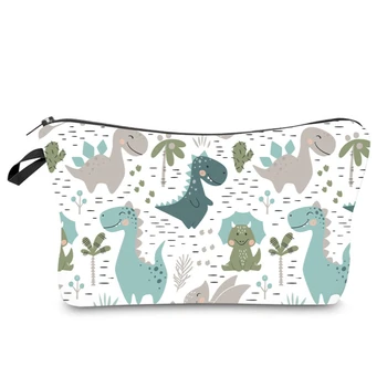 

Dinosaur Pattern Waterproof Cosmetic Bag Gabardine Saves Mask Women Handbags Cosmetic Purse Ziplock Cartoon Cute Storage Bag