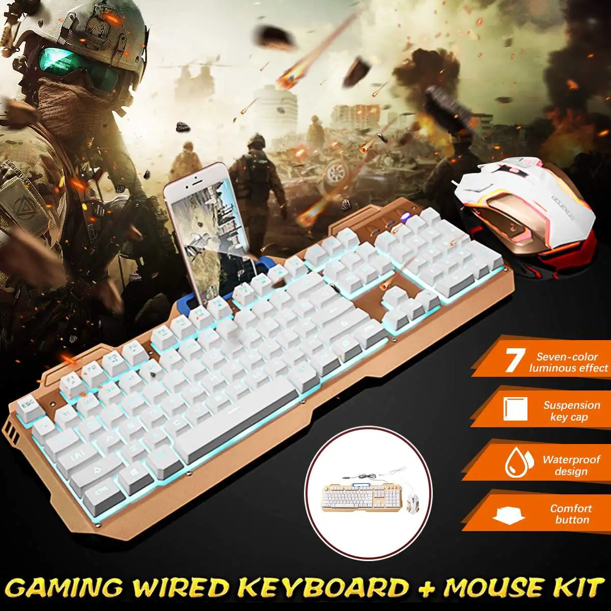 Mechanical Keyboard Wired Backlight illuminated Ergonomic USB Gaming Keyboard Optical Mouse Kit Gamer Laptop Computer Gaming Set