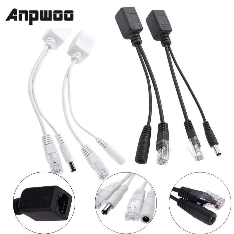 ANPWOO cable adaptador POE inyector conjunto divisor cinta apantallado pasiva de Ethernet12-48v sintetizador de Combiner