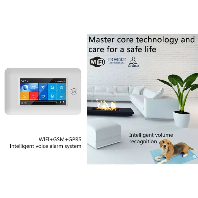 

433MHz All Touch color Screen Wireless WIFI GSM GPRS RFID card Burglar Alarm System Smart Home Security DIY Alarm