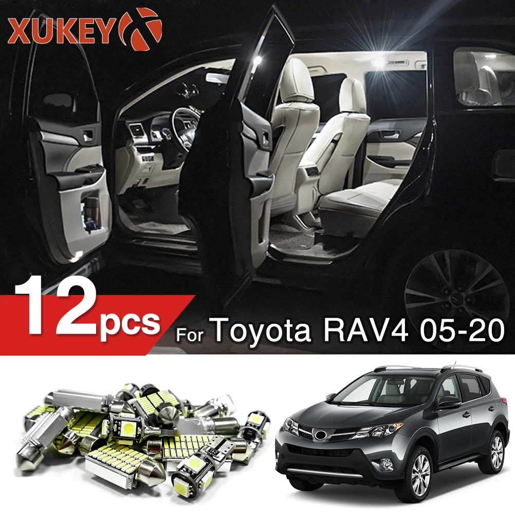 Белые светодиодные с Canbus 12 шт. комплект ламп для салона автомобиля Toyota Rav4 2005 2016 2017