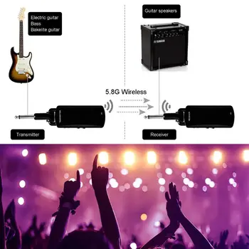 

Wireless Guitar System - 5.8GHz Rechargeable Guitar Wireless Audio Transmitter Receiver - Electric Digital Guitar System Transm