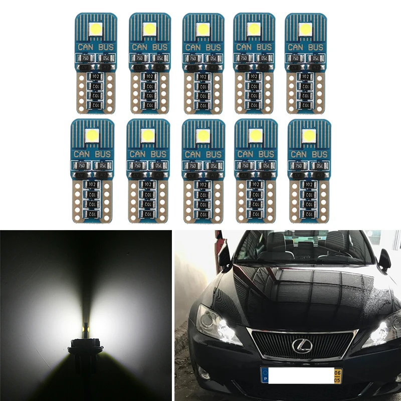 10x T10 W5W Автомобильные светодиодные лампы для стояночных огней с клиновидным