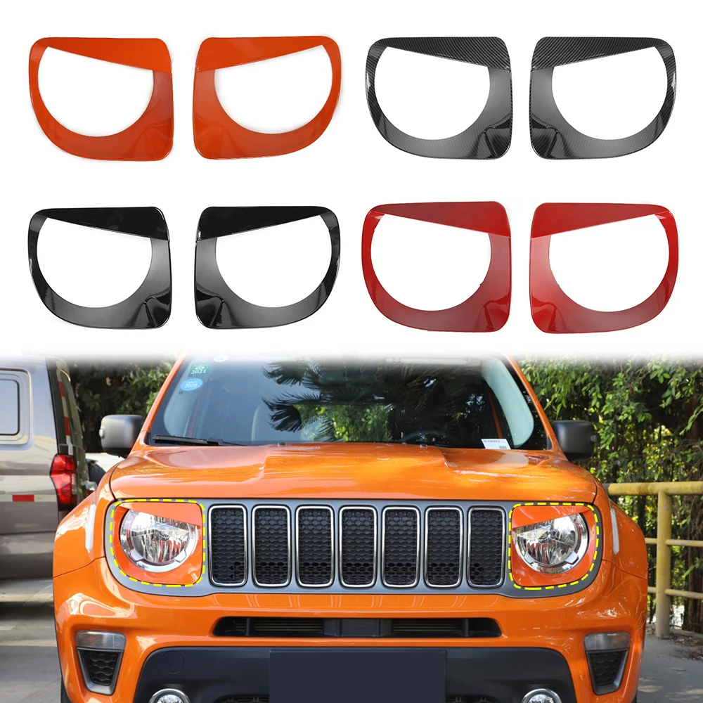 for Jeep Renegade 2019 2020 2021 Front Headlight Head Lamp Decoration Cover Trim Car Exterior