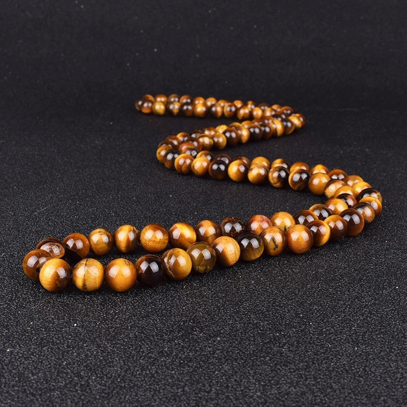 Fashion Tiger Eye Stone Beaded Necklaces Men Meditation Yoga Natural Stone Necklaces
