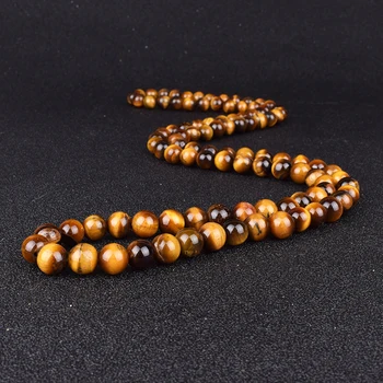 Fashion Tiger Eye Stone Beaded Necklaces Men Meditation Yoga Natural Stone Necklaces