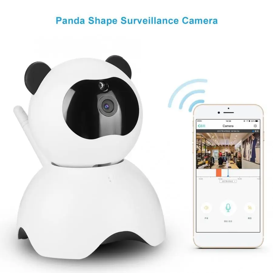 

Wireless WIFi Mini Camera Plug and play Panda Shape 720P HD Smart Security Surveillance Camera supports multi-faceted cruise