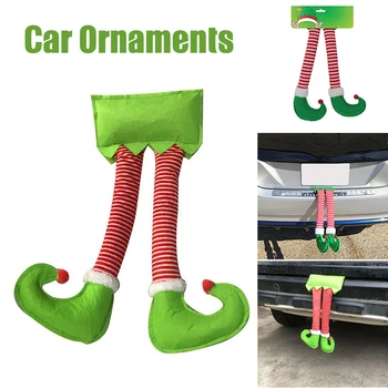 

Newly 45 x 20cm Car Elf Leg Christmas Hanging Ornament Auto Hanging Christmas Decorations
