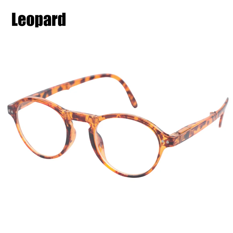 SOOLALA складные очки для чтения Для мужчин Для женщин Карманный складной пресбиопии очки для чтения с кожаный чехол+ 1,0 1,25 1,5 1,75 до 4,0 - Цвет оправы: Leopard