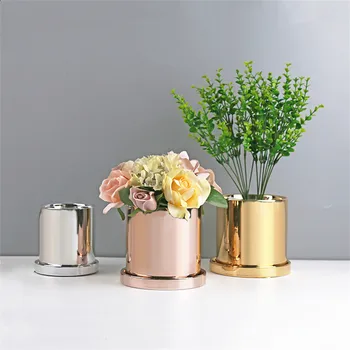 

NORDIC MINIMALIST SUCCULENTS FLOWER POTS CERAMIC PLANTER SILVER GOLD GREEN PLANTS CONTAINER OFFICE TABLETOP ORNAMENTS HOME DECOR