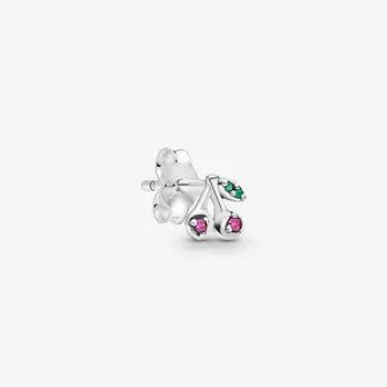 

100% Real 925 Sterling Silver My Cherry Single Stud Earrings for Women Ear Pins Fine Jewelry Korean Earrings Brincos