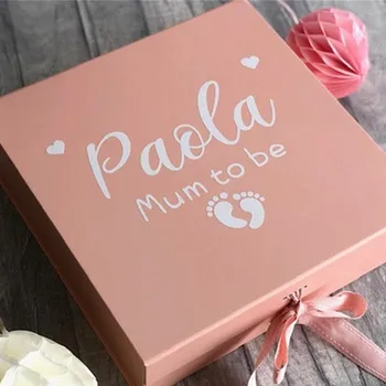 

Personalised Mum To Be Gift Box with Ribbon Tie, Memory Keepsake Box, Baby Shower Gift Present, New Mum Present, Memories Love