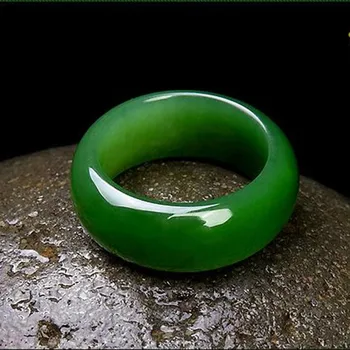 

Green Jade Ring Chinese Natural Chinese Jadeite Amulet Fashion Charm Jewelry Carved Gifts for Her Women Men