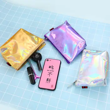 

Fashion Laser Cosmetic Bag Fashion Holographic Pencil Case Cosmetic Makeup Pouch Laser Zipper Purse Bag Toiletry Cases
