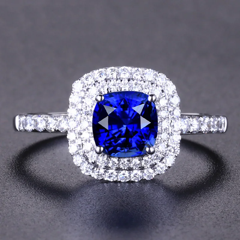 Cellacity Luxury Sapphire Ring For Women Silver 925 Finger Jewelry Blue Gemstones Open Size Female Anniversary Gift Wholesale