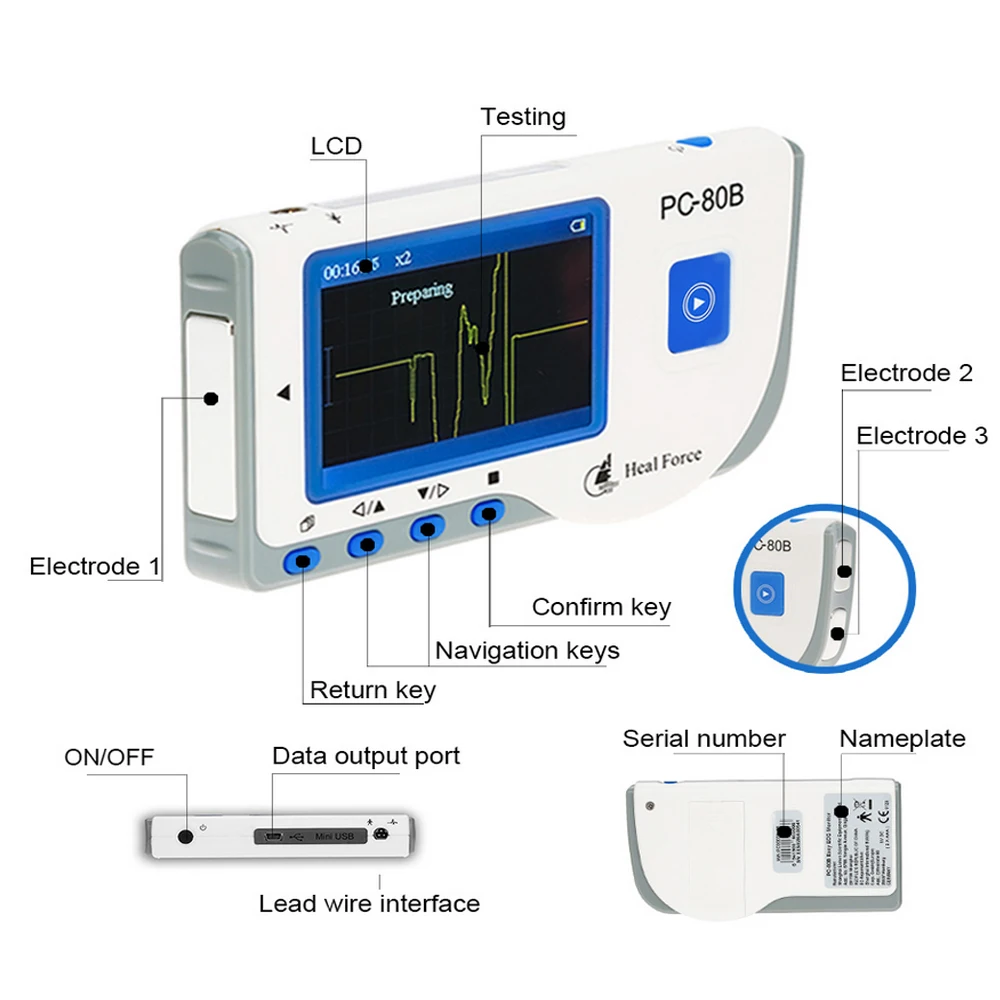 Heal Force PC 80B портативный домашний монитор ЭКГ одобренный CE|Артериальное давление| |