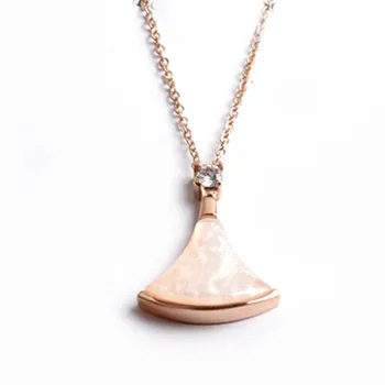 

Fashion Brand Necklace Pendant For Women Fan Shaped Zircon Resin Dream Necklace Titanium Steel Rose Gold Jewelry Women Gift