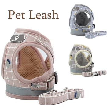

Dog Harness Pet Adjustable Reflective Vest Walking Lead Summer Dog Leash Breathable Polyester Mesh Harness for Small Medium Dog