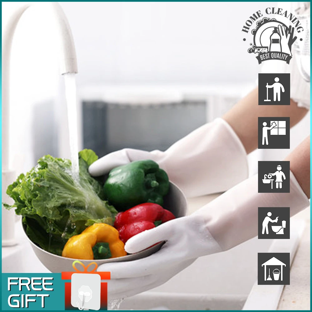 

1 Pair Long Sleeve Dish Washing Gloves for Protect hands Waterproof Rubber Latex Durable Gloves Kitchen Cleaning Household tool