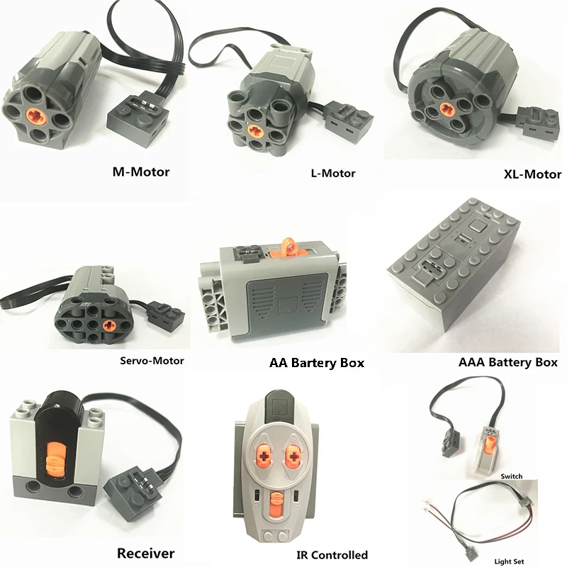 

Multi Function Motor Power For Technic Car City Train Set Remote Control Fitting Bricks Battery Box Switch LED Light Servo Motor