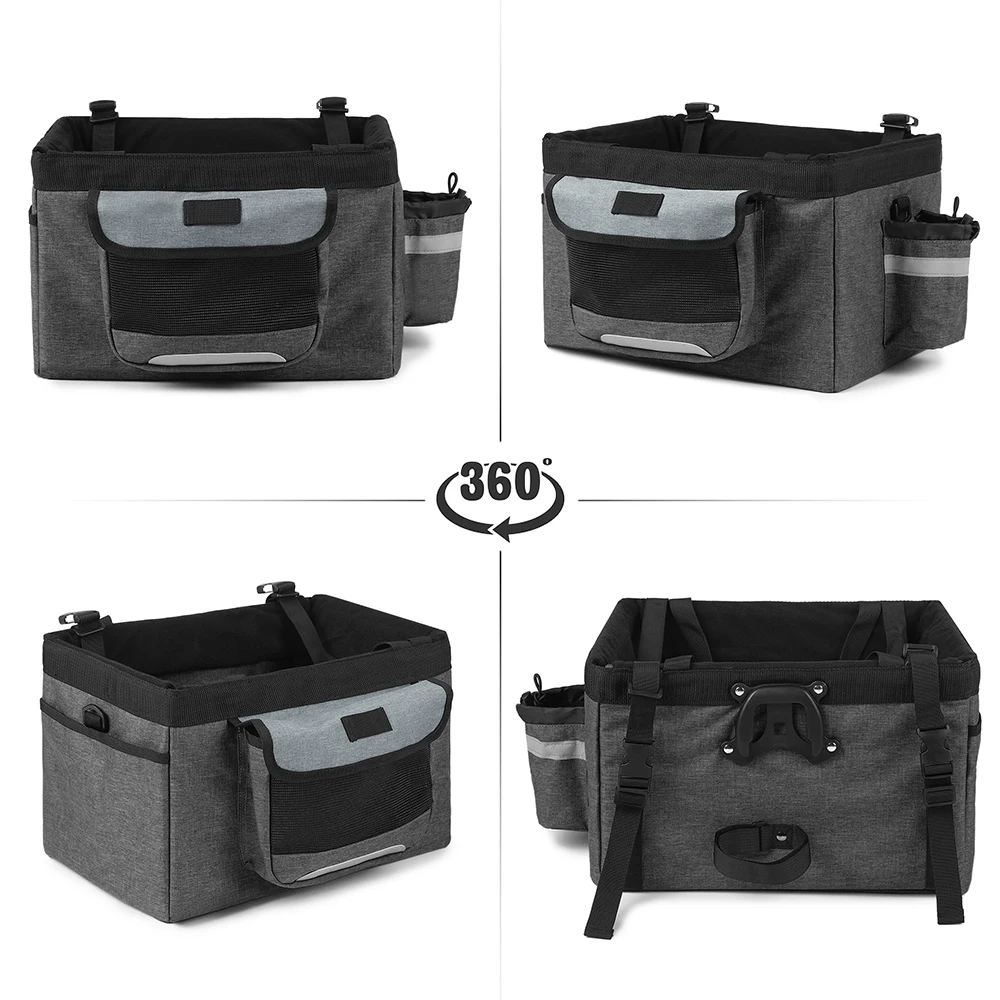

Hot 10kg Load Pet Cat Dog Carrier Foldable Oxford Fabric Bike Basket Bicycle Handlebar Front Bag Box Bycicle Accessories For Dog