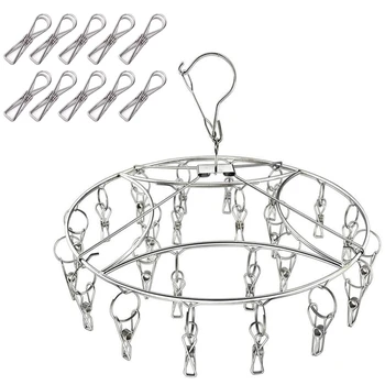 

Clothes Drying Rack with 20 Clips for Drying Socks, Baby Clothes, Bras, Towel, Underwear, Hat, Scarf, Pants, Gloves