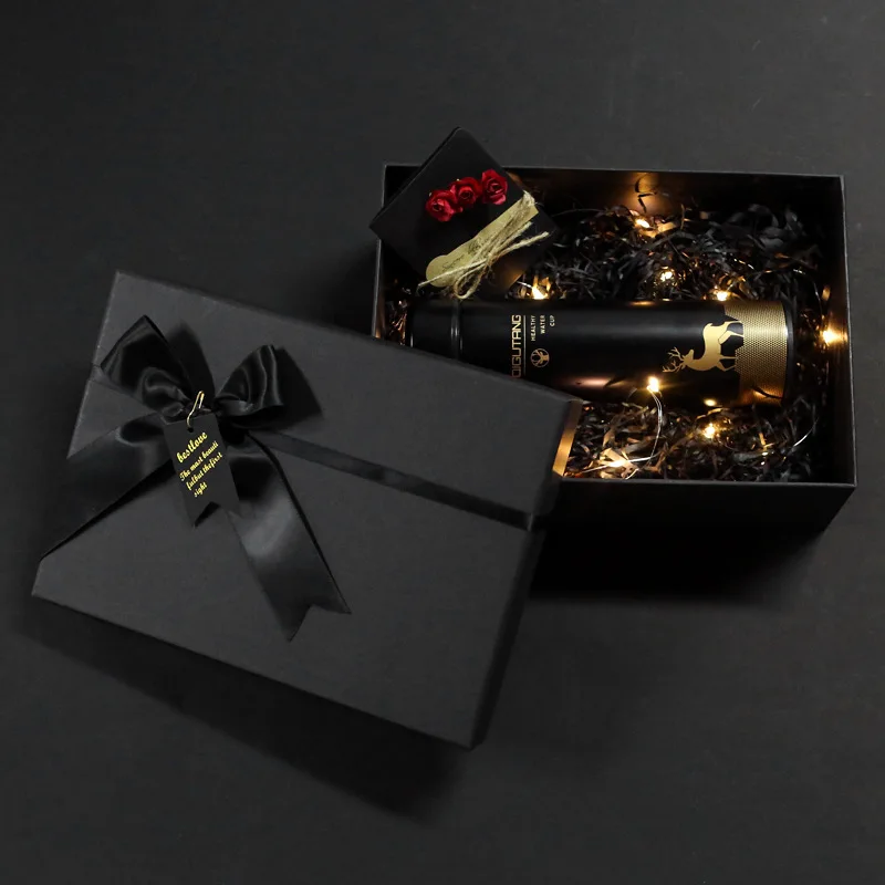 Черная Подарочная Коробка с бантом прямоугольные картонные коробки коробка для подарка на день рождения свадьба упаковка Коробка коробка картон conos papel boda