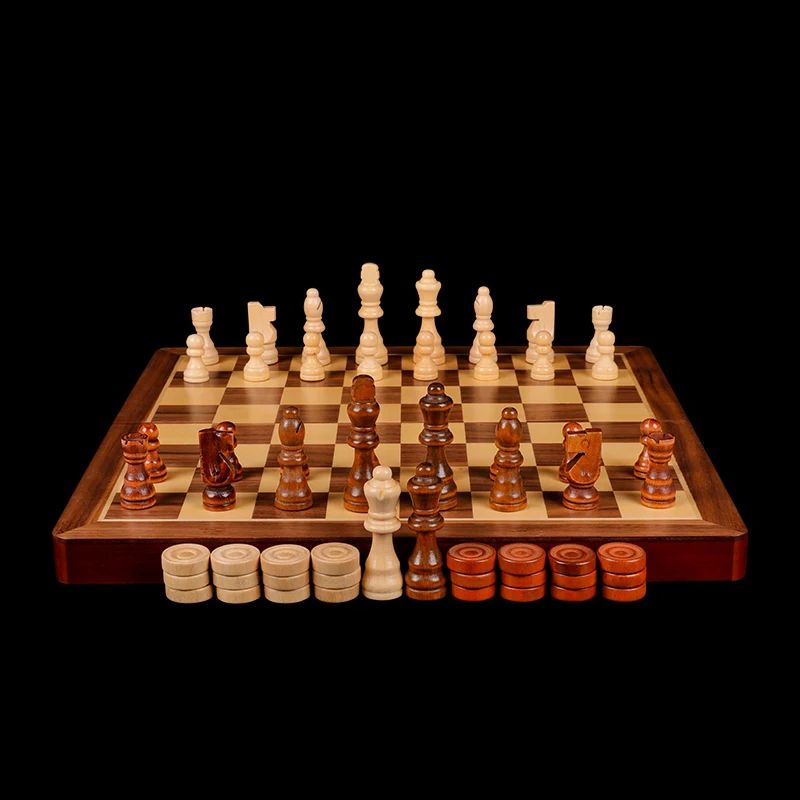 45CM Large Wooden Chess Board Games Luxury Chess Set Solid Wood Folding Chessboard Retro Chess Family Child Adult Board Game - Image 2