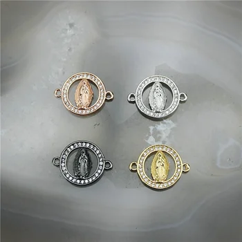 

13*13mm 20pcs/lot Fashion religion cz charm connector,cubic zircon micro pave charm,necklace/bracelet component wholesale