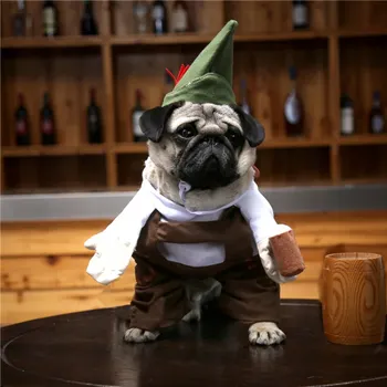 

Polyester Cute Pet Halloween Clothes Beer Waiter Upright Outfit Funny Upright Costume Dress Up For Cats Dogs Pet Clothes