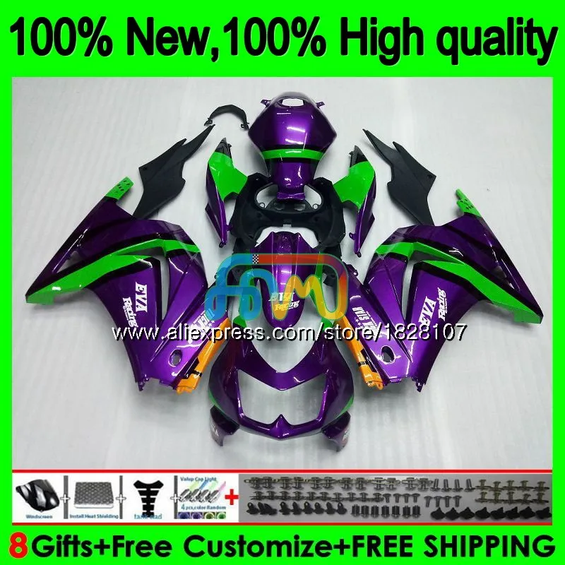 Body For KAWASAKI ZX-250R EX-250 EX250 ZX 250R 2BS.6 Purple green EX 250 ZX250R 08 09 10 11 12 2008 2009 2010 2011 2012 Fairing Body For KAWASAKI ZX-250R EX-250 EX250 ZX 250R 2BS.6 Purple green EX 250 ZX250R 08 09 10 11 12 2008 2009 2010 2011 2012 Fairing