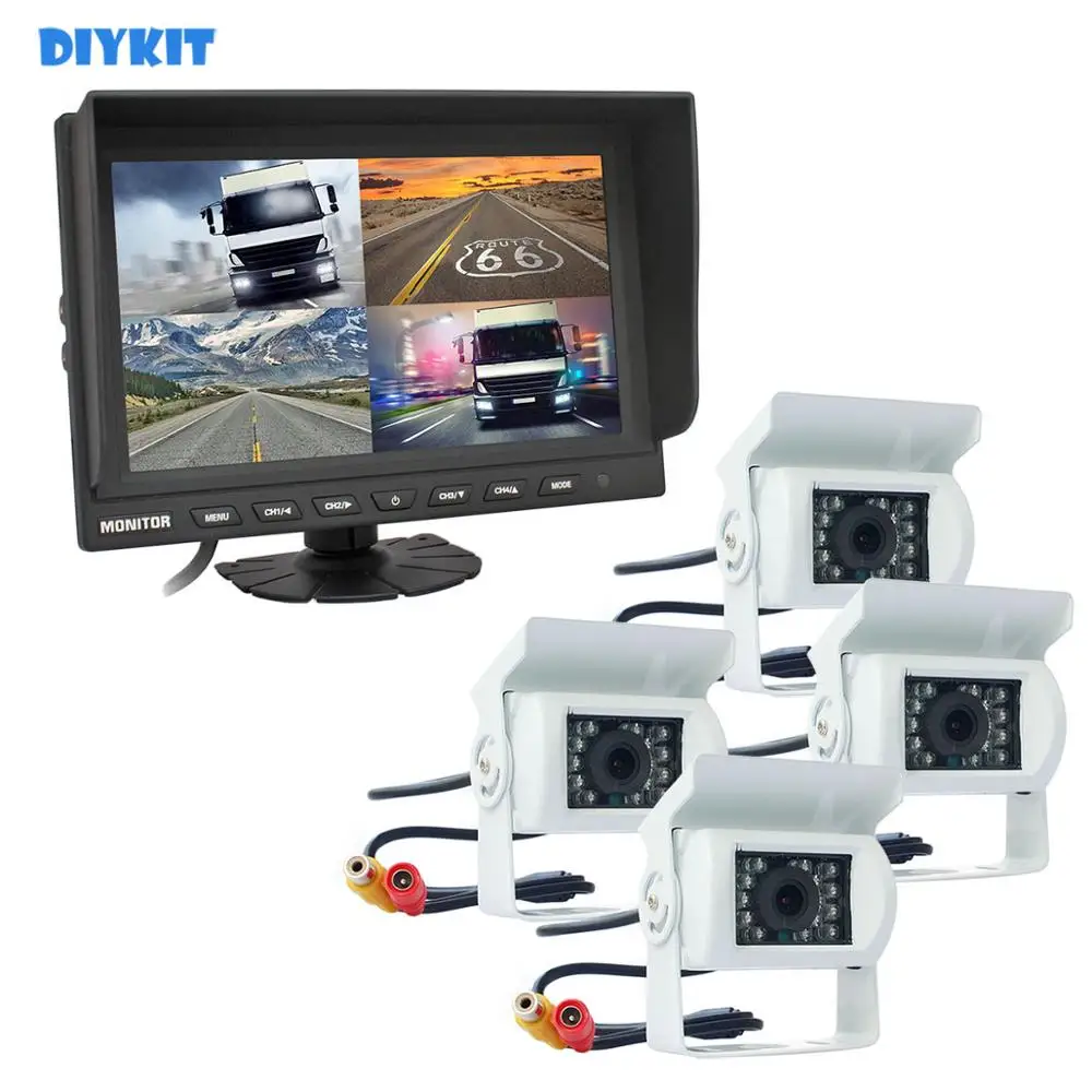 DIYKIT 9 \Сплит четырехъядерный дисплей монитор заднего вида Автомобильный монитор + 4 x CCD ИК ночного видения Автомобильная светодиодная камера... DIYKIT 9 \Сплит четырехъядерный дисплей монитор заднего вида Автомобильный монитор + 4 x CCD ИК ночного видения Автомобильная светодиодная камера...