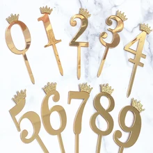 Number Cake Dessert-Decor Crown Topper Gold Wedding-Cakes Acrylic Birthday-Party Silver