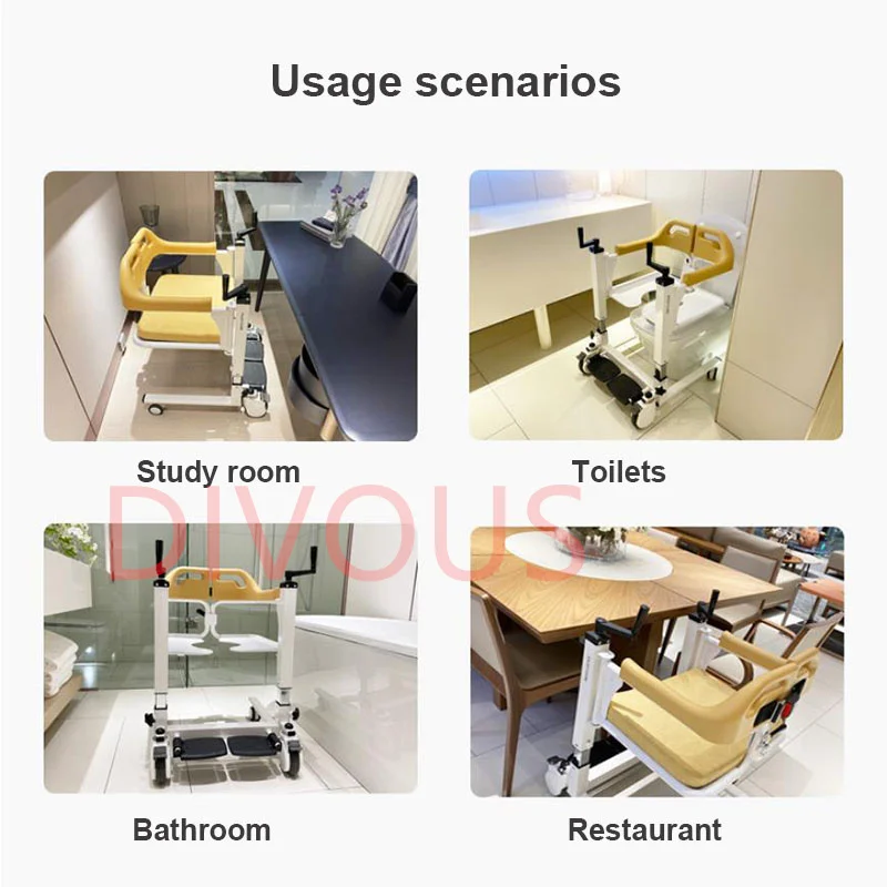 Multi-function patient Transfer Chair Can Take A Bath With Toilet  commode chair Seat Cushion Care Elderly Light   Wheelchair 6