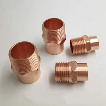 

5pcs a lot TP2 copper socket welded outer wire direct water pipe joint threaded large caliber refrigeration fittings 1/4"-3/4"